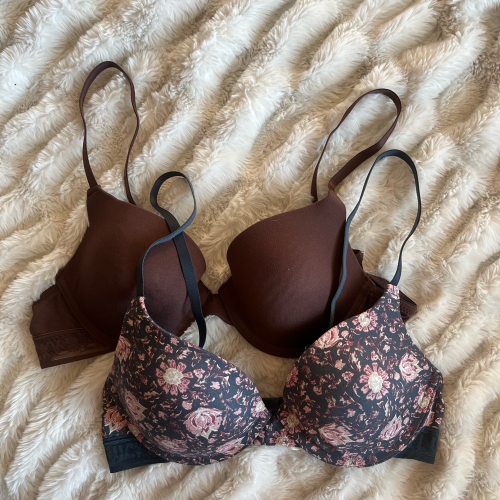 Lucky Brand Floral and Brown Bra Duo